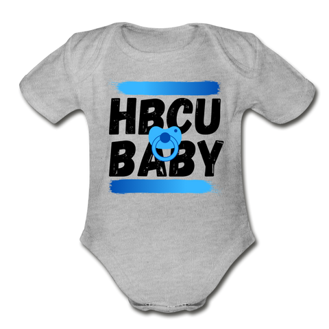 HBCU Baby Blue Organic Short Sleeve Baby Bodysuit - heather gray
