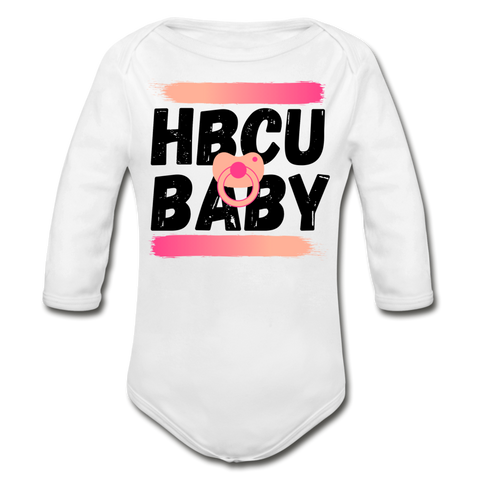 Rep U HBCU Baby Pink Long Sleeve Onesie - white