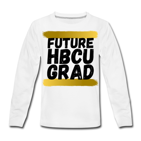 Rep U HBCU Future HBCU Grad Long Sleeve Kids T-Shirt - white