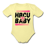 Rep U HBCU Baby Pink Short Sleeve Onesie - washed yellow